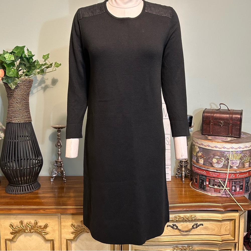 Laundry Shelli Segal Faux Leather Accent Sweater Dress